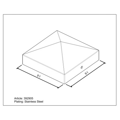 Kapa stebrička Kvadratna Nerjaveče jeklo 91 mm x 91 mm