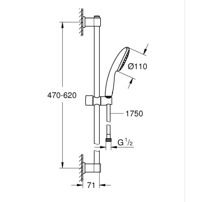 Grohe Komplet za prho 60 cm z ročno prho Vitalio Start 110 krom