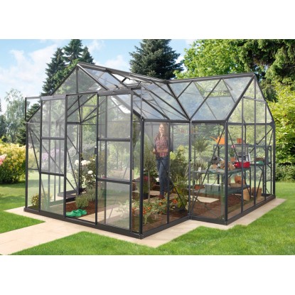 Vitavia rastlinjak Sirius ESG 3 mm Črn 13 m² s temeljem