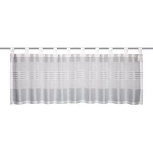 Bistro zavesa s tkanimi črtami v rjavi in srebrni barvi 45 cm x 140 cm