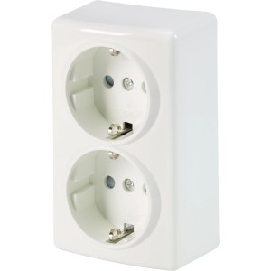 Nadometna vtičnica dvojna kremno-bela