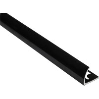 Četrtinski končni profil Aluminij praškasto lak. Sijajna črna barva 10 mm x 1 m