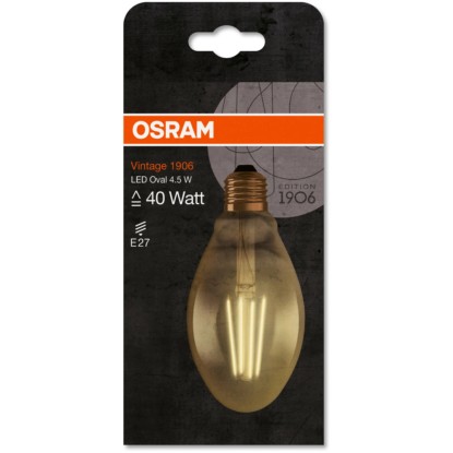 Osram LED-sijalka 1906 ovalne oblike E27/4,5 W (470 lm) topla bela
