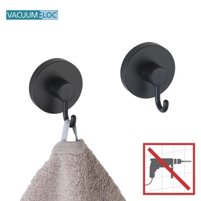 Wenko Kavelj za brisače Vacuum-Loc črn 2-delni set
