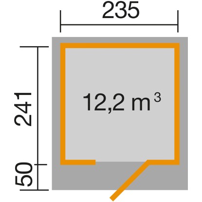 Weka Lesena vrtna hiška wekaLine 172 Vel. 2 Neobdelana 235 cm x 240 cm