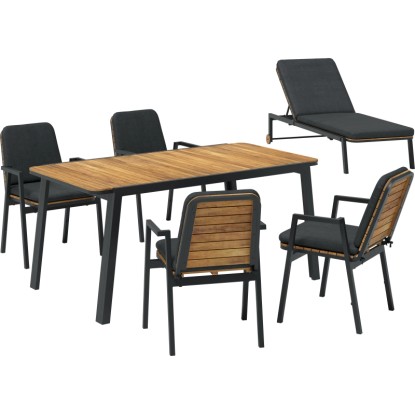 Vrtni stol Olary 69,5 cm x 60 cm x 86 cm Akacijev les Temno siva