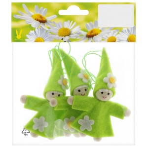 Okrasna lutka iz filca 8,5 cm zelena/naravna