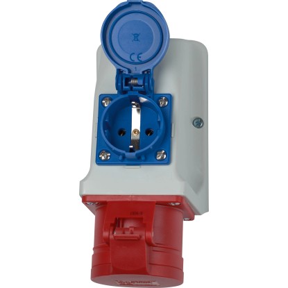 Kombinirana CEE stenska vtičnica 5-polna IP44 16 A rdeča, siva, modra