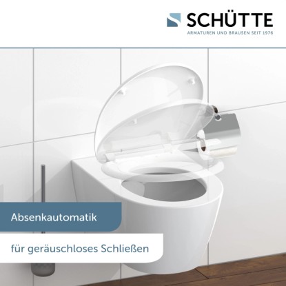 WC-deska Schütte bela duroplast z avtomatskim spuščanjem in hitrim odpenjanjem