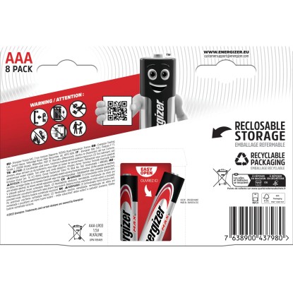 Energizer Max Alkalna baterija AAA Micro Pakiranje po 8 kosov