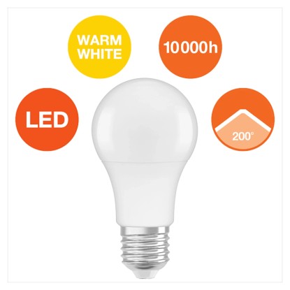 Osram LED sijalka Classic A Mat E27 8,5 W 806 lm Toplo bela komplet 5 kosov