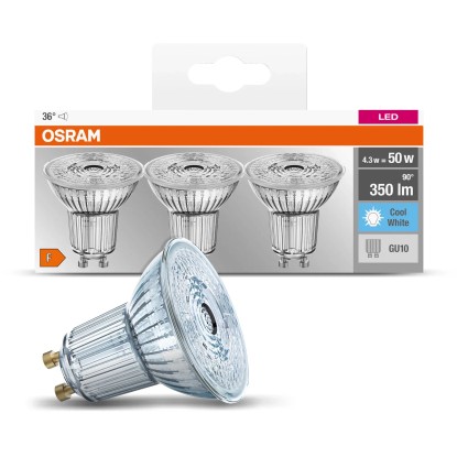 Osram GU10 LED sijalka PAR16 4,3 W 4000K 3-delni komplet Ø 50 mm