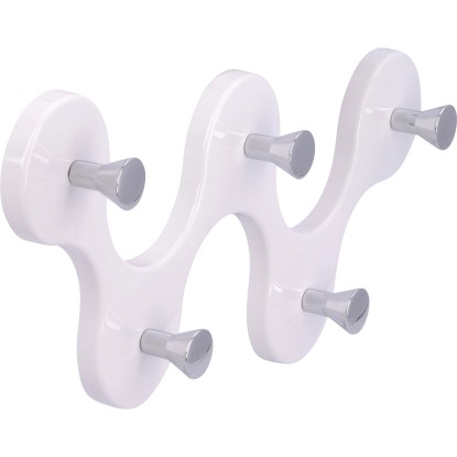 Siro Letvica s kljukicami 01047 umetna masa bela krom dolžina 248 mm 5 kavljev