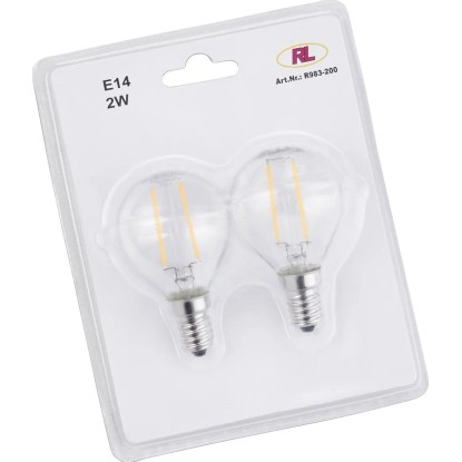 LED-žarnica z nitko Kapljasta oblika E14/2 W (250 lm), topla bela 2 v kompletu