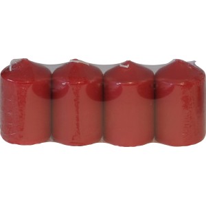 Stebrne sveče 4 v kompletu 7,5 cm x 4,7 cm x 4,7 cm starinsko rdeče