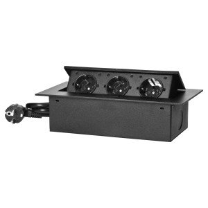 Orno Vgradne vtičnice za pohištvo z 1,5 m kablom z zaščitnim kontaktom črna