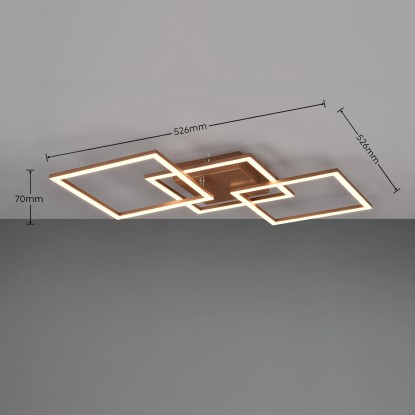 Reality Stropna LED-svetilka Trail 1-plamenska Coffee 52,6 cm x 52,6 cm
