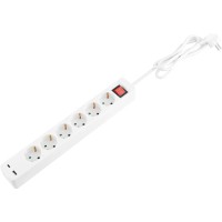 Tido Razdelilna letev z nadzornim stikalom 2 x USB bela 6-kratna