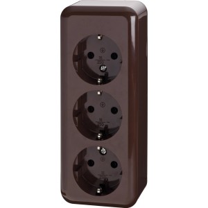 Nadometna vtičnica trojna rjava