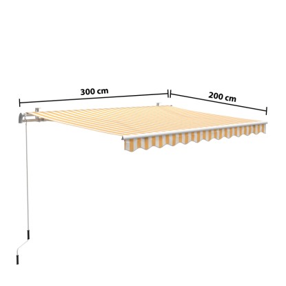 Markiza s pregibnimi rokami Aventura 300 cm x 200 cm rumeno-bela črtasta