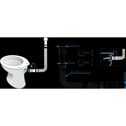 Sanotechnik Vezna cev za WC kotliček 1,8 m