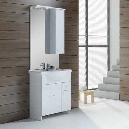 Komplet kopalniškega pohištva Zoja 3-delni 75 cm visoko sijajna bela