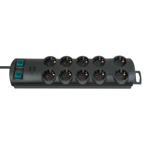 Brennenstuhl Razdelilnik Primera-Line 10 vtičnic 2 x 5 preklopni črn 2 m