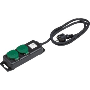 Električni razdelilnik z 2 vtičnicama Črna barva