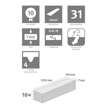 Egger Laminat Basic EBL042 Avery hrast siv 1.292 mm x 193 mm x 7 mm