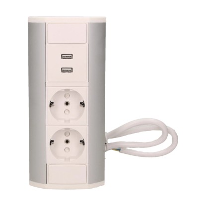 Orno Pohištvena vtičnica s polnilnikom USB z zaščitnim kontaktom srebrno bela