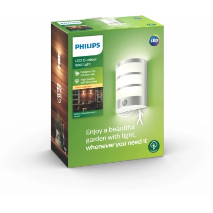 Philips Zunanja stenska LED-svetilka s senzorjem gibanja Python Legirano jeklo