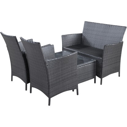 Komplet vrtnega pohištva Canera 4-delni poliratan črne barve