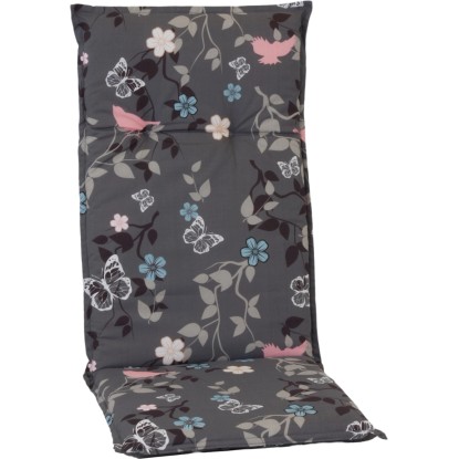 Blazina za stol z visokim naslonjalom Bregenz siva s cvetlicami