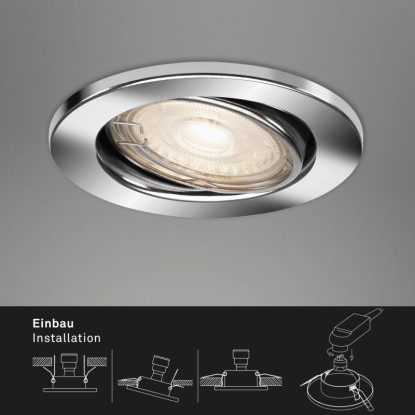 Briloner LED vgradna svetilka 3-delni komplet GU10 kromirana Ø 8,6 cm vrtljiva