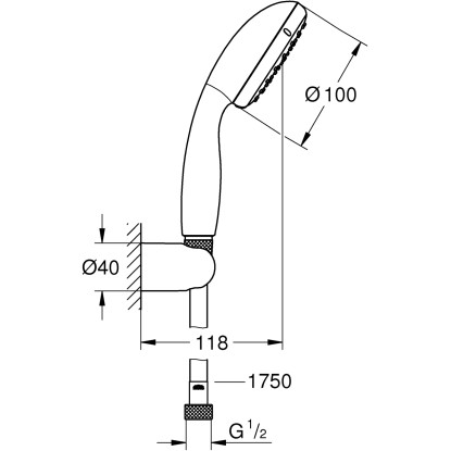 Grohe Komplet ročne prhe Vitalio Go 100 krom