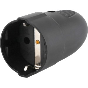 Vtičnica z zaščitnim kontaktom črna