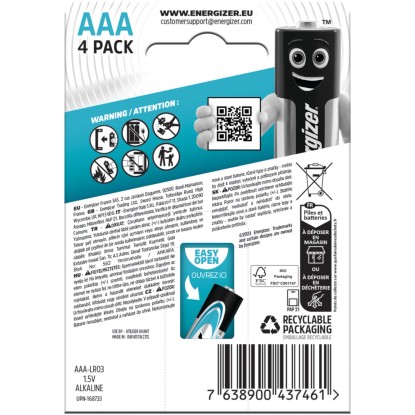 Energizer® Max Plus Alkalna AAA baterija Micro 4 kosi