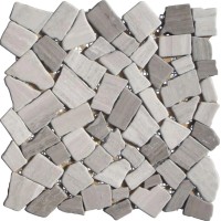 Marmorni mozaik Večkotniki na mreži Sive proge, 30,5 cm x 30,5 cm