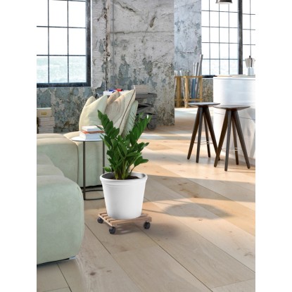 Kvadraten premičen podstavek za rastline iz bukovega lesa naravno gladek 30 cm x