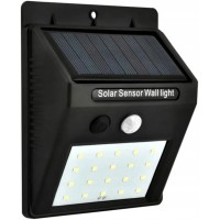 LED stenska solarna svetilka s senzorjem 3 W/200 lm/3,7 V/1200 mAh/IP65 črna