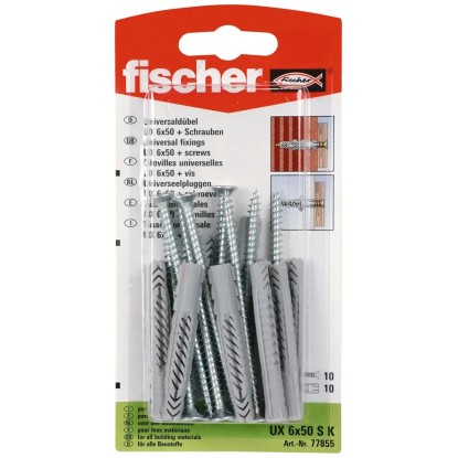 Fischer Univerzalni zidni vložek UX 6 x 50 SK z vijakom (10 kosov)