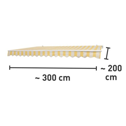 Markiza s pregibnimi rokami Aventura 300 cm x 200 cm rumeno-bela črtasta