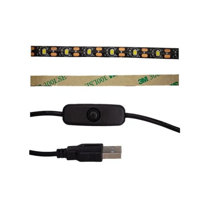 LED trak 60LED/m za TV z USB in stikalom, 4,8W/m, 2835, IP65, 6000K, bel, 1 m