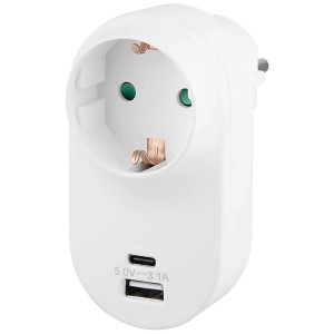 OBI Adapter za vtičnico z 2 priključkoma USB bel