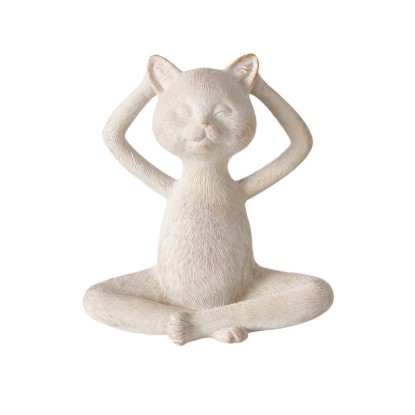 Boltze Home Okrasna figura Yoga mačka 3 vrste sortirano 15 x 6 x 14,5 cm bež