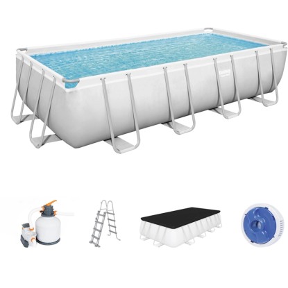 Bestway Komplet za bazen z jeklenim ogrodjem 5,49 m x 2,74 m x 1,22 m Pravokoten
