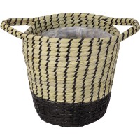 Košara za rastline iz morske trave Ø 28 cm x 30 cm natur-črna