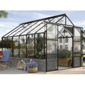 Rastlinjak Cassandra 9900 ESG 3 mm črn s podzidkom Siola antracitne barve