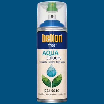 Belton Free PU-lak na vodni osnovi RAL 5010 Encijan modra visokega sijaja 400 ml