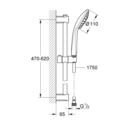 Grohe Komplet nosilcev za prho Vitalio Start 110 Duo Krom 2 vrsti toka